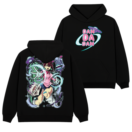 Momo vs Aliens Polera (Capucha + Bolsillo) - DanDaDan