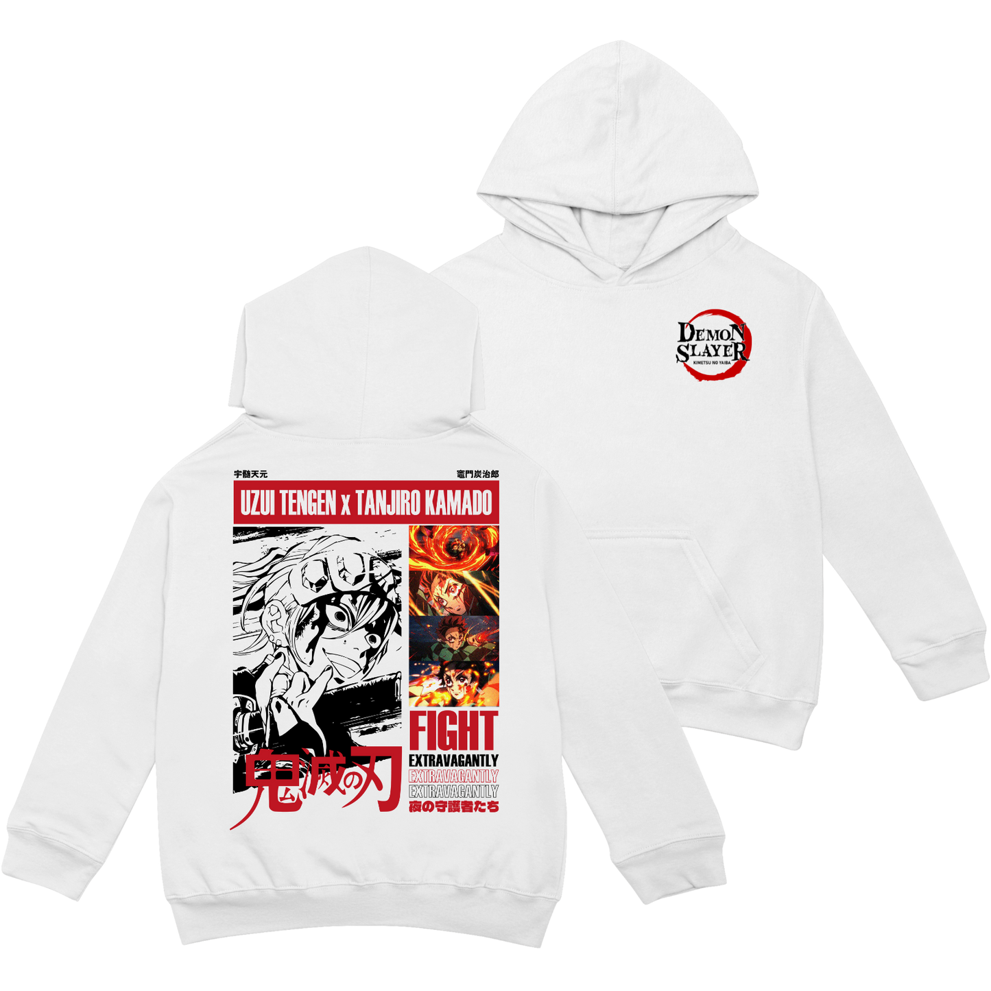 Uzui x Tanjiro Polera (Capucha + Bolsillo) - Kimetsu No Yaiba (Demon Slayer)