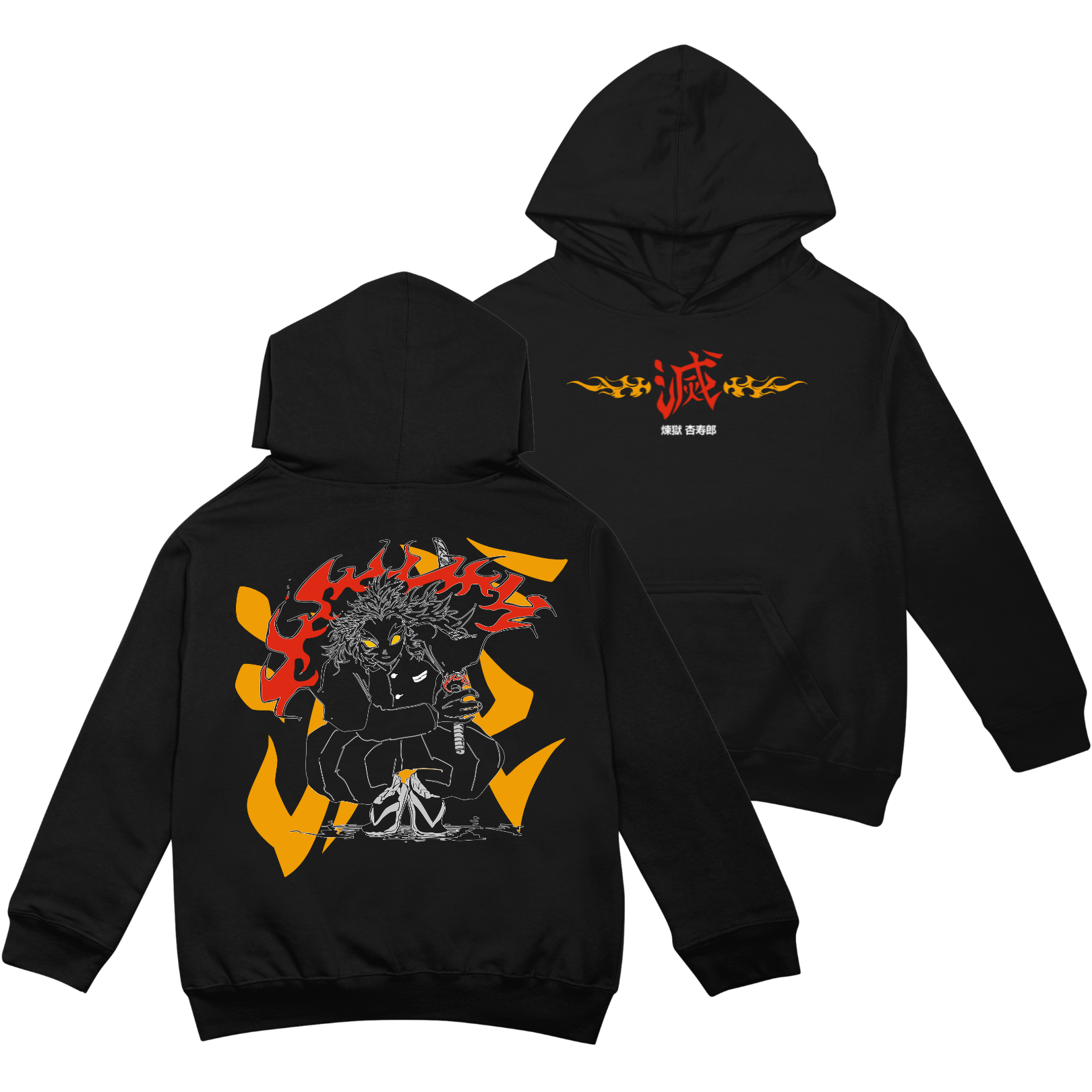 Kyojuro Rengoku Polera (Capucha + Bolsillo) - Kimetsu No Yaiba (Demon Slayer)
