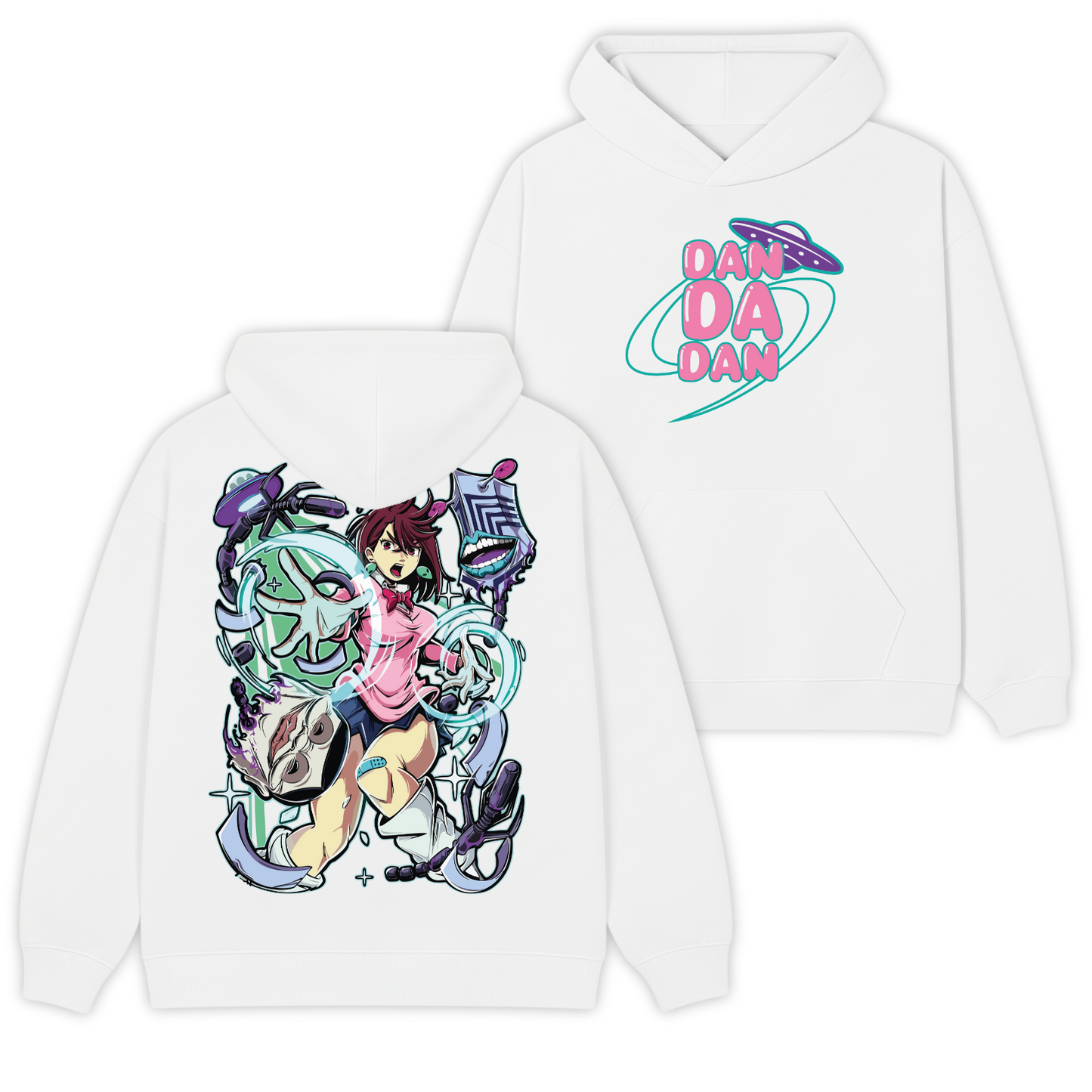 Momo vs Aliens Polera (Capucha + Bolsillo) - DanDaDan